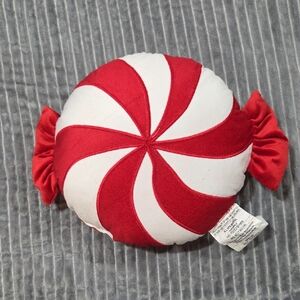 Red and White Peppermint Candy Pillow
